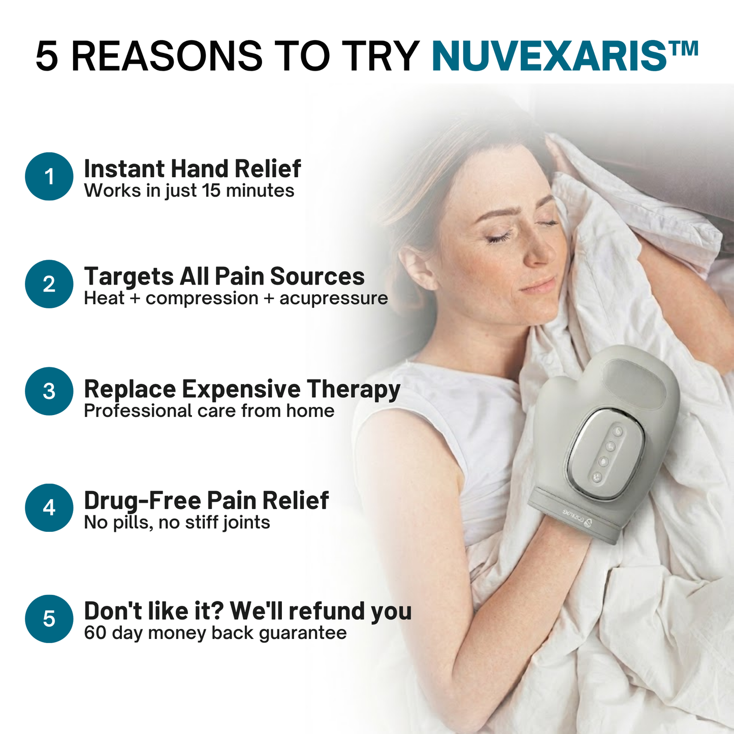 Nuvexaris™ 3-in-1 Hand Massager: A Comprehensive At-Home Hand Care Solution