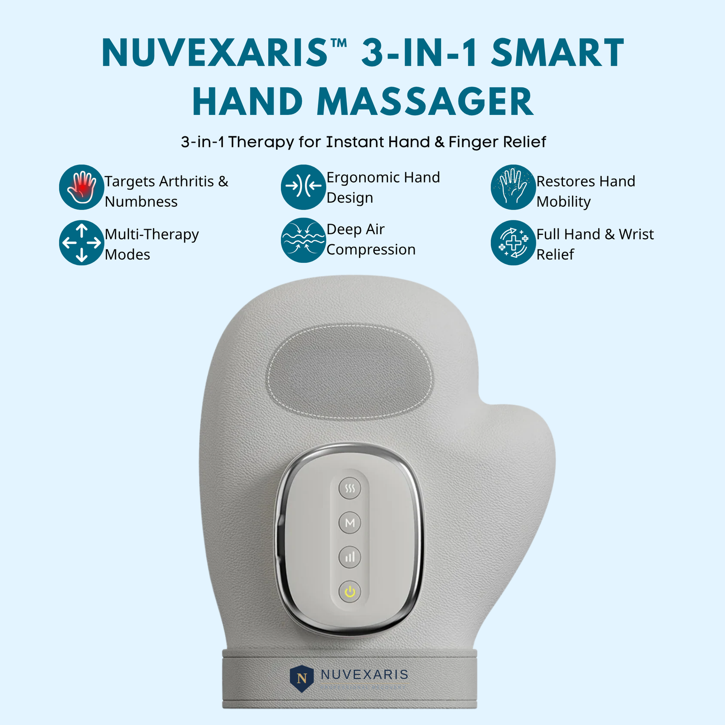 Nuvexaris™ 3-in-1 Hand Massager: A Comprehensive At-Home Hand Care Solution